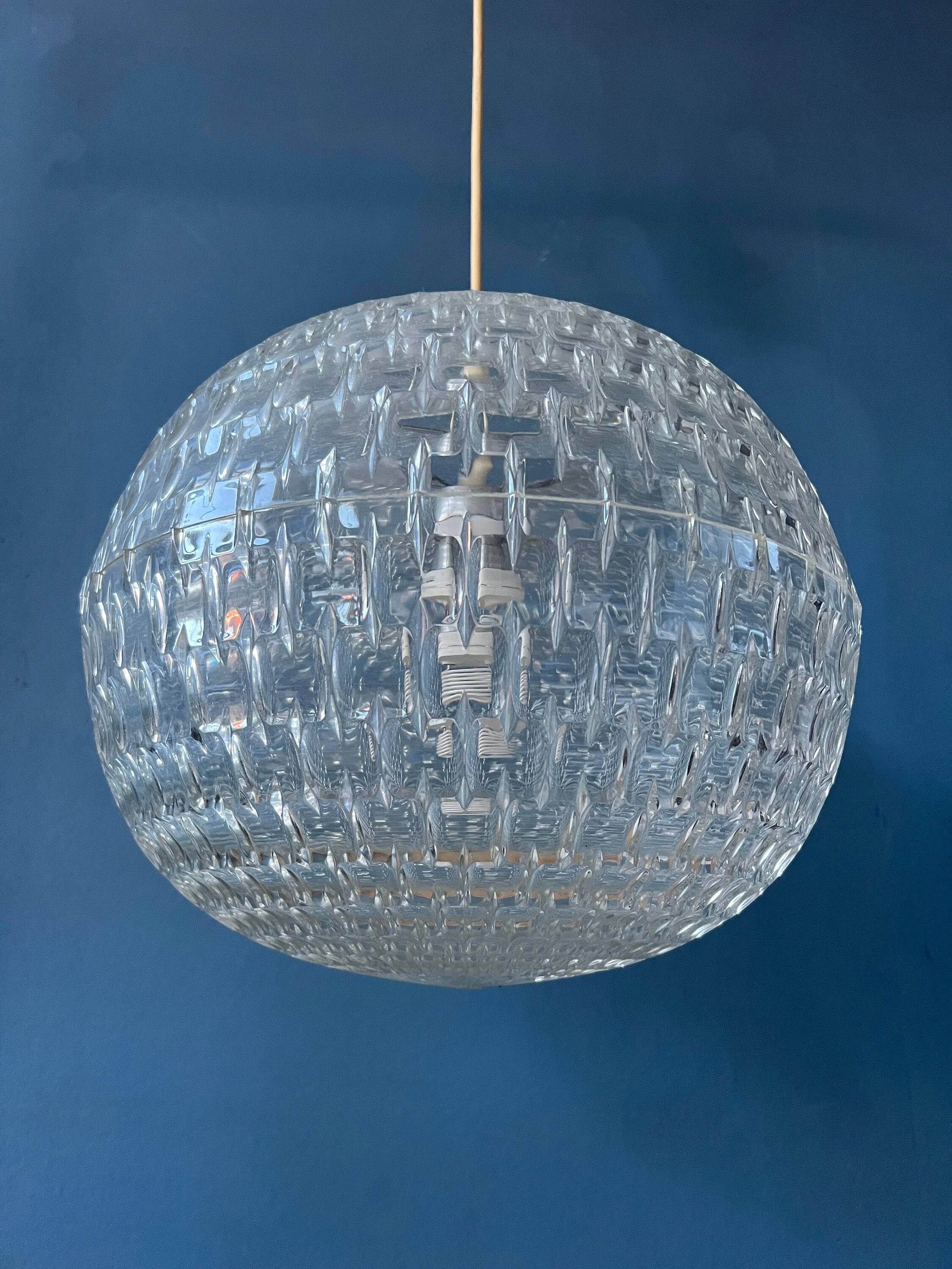 Mid-century crystal ball pendant in acrylic glass