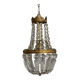 Antique brass basket chandelier with pendants – Art Deco 1930s