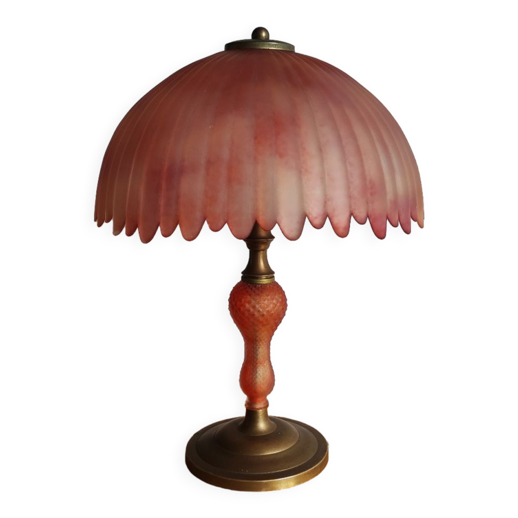 Kaelle lamp in glass paste and brass.