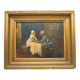 Tableau, huile sur panneau "Bonjour Grand Père", début XXème, cadre doré