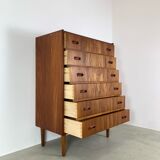 Danish teak chest of drawers tallboy midcentury 1960s