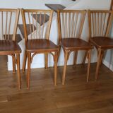 Set of 4 Baumann N°12 medium beech chairs