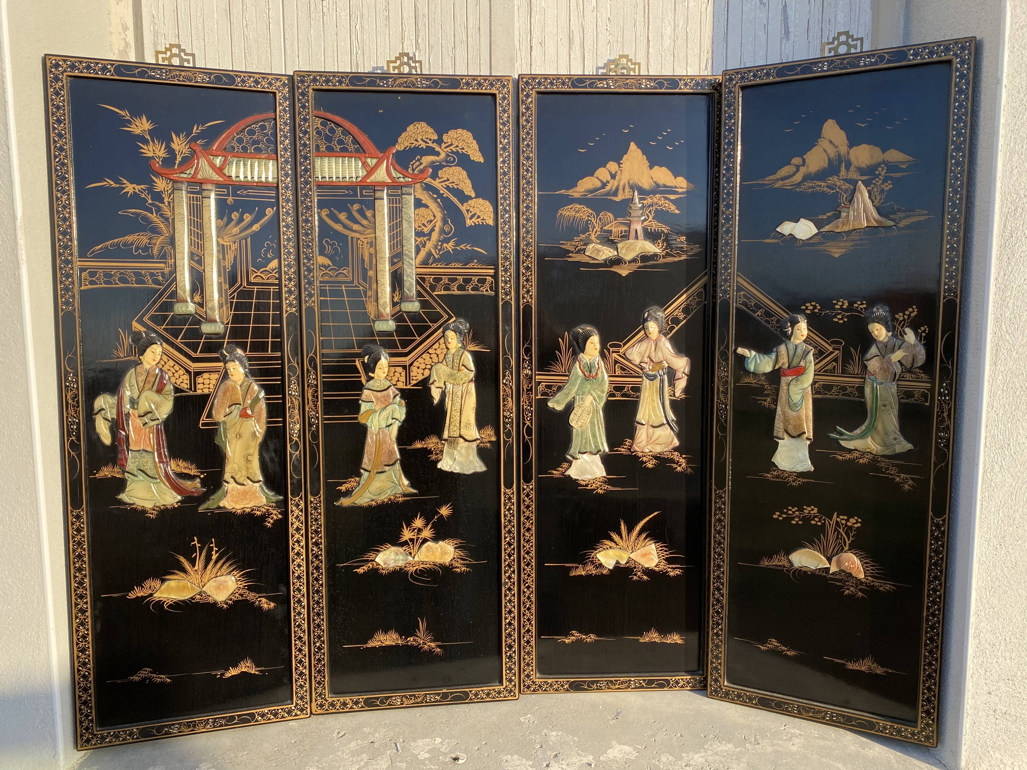 Chinese lacquered panels