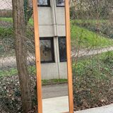 Art Deco mirror on a carved arched base, renovated in raw oak, 186cm