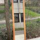 Art Deco mirror on a carved arched base, renovated in raw oak, 186cm