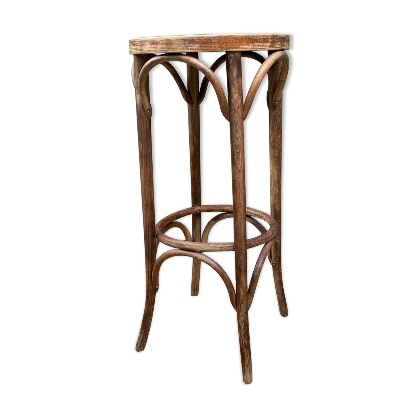Curved wooden bistro stool