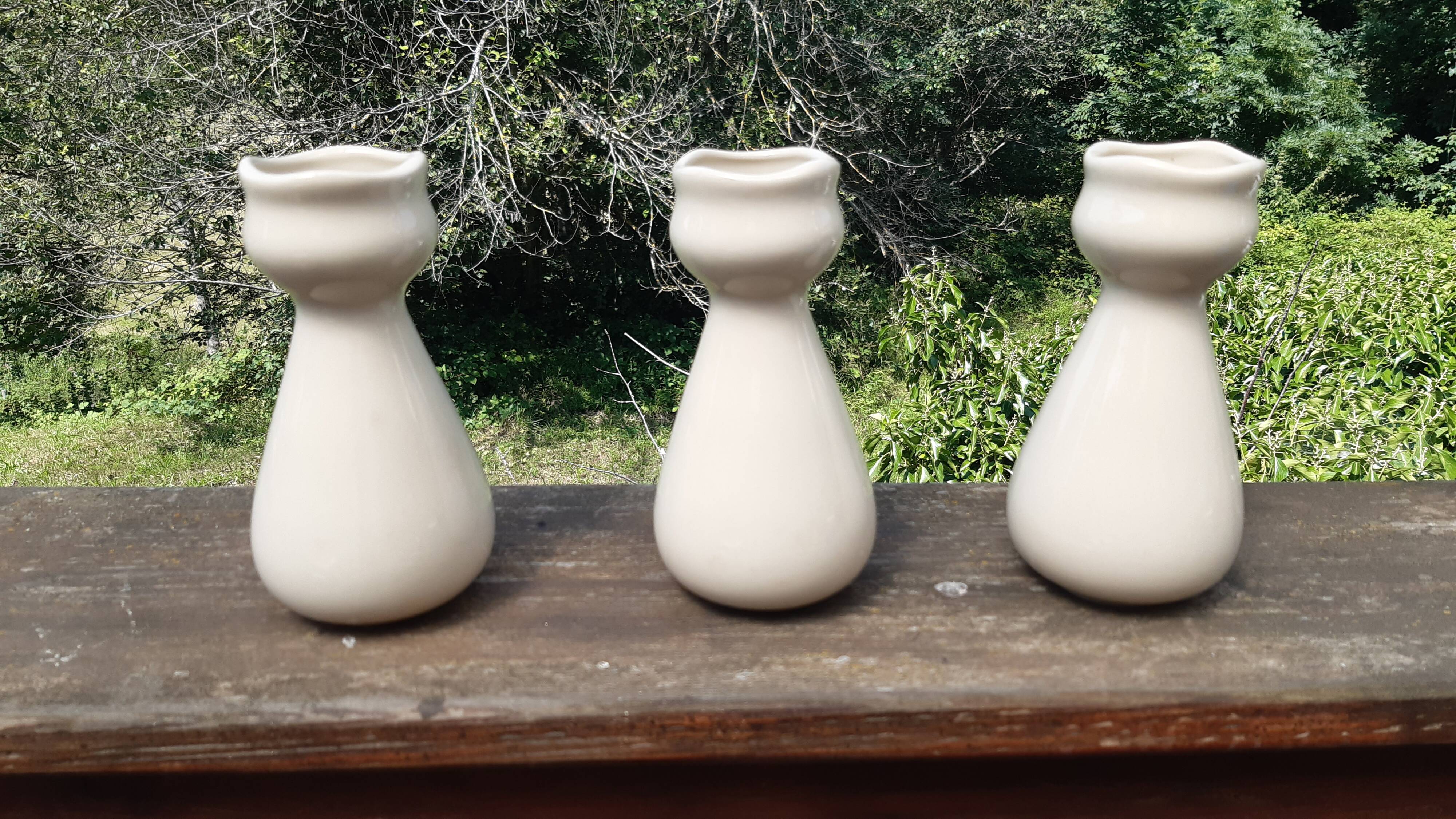 Set of 3 earthenware vases from Villenauxe