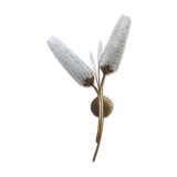 Large vintage brass and glass wall light 1950