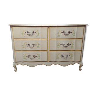 Commode double motifs fleurs