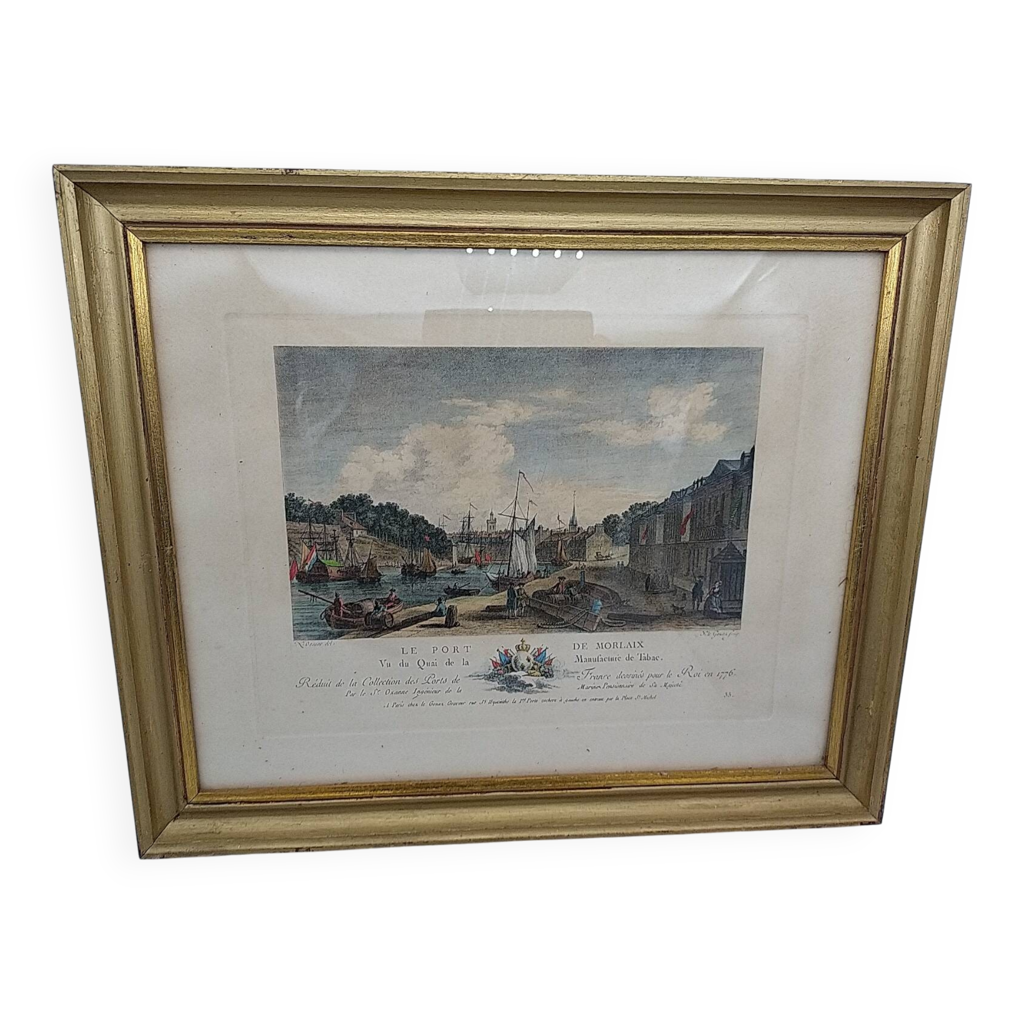 Engraving: The port of Morlaix. Late 19th century.