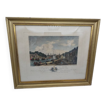 Engraving: The port of Morlaix. Late 19th century.