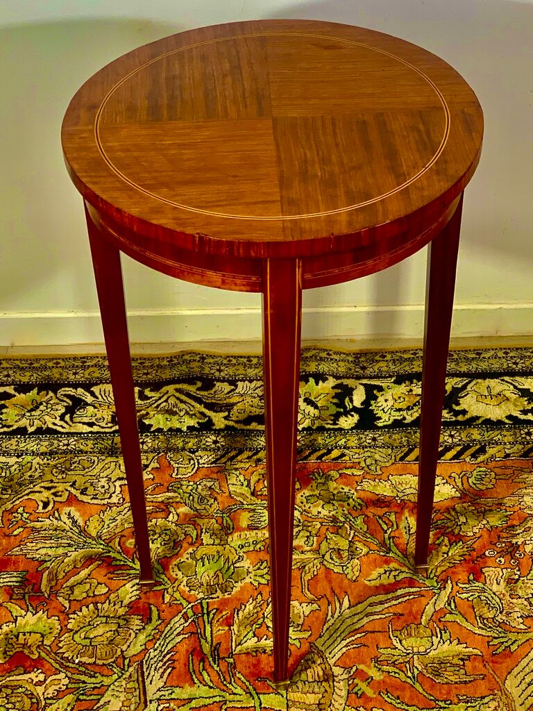 Louis xvi style pedestal table, rosewood, ebony and lemon tree