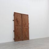 Large 17th century Monastery doors in terracotta lacquered oak, Portugal