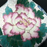 Brass Vase Email Cloisonné Decor Peony and Bird China Middle XXth Enamel