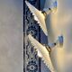 Pair of serrated opaline and porcelain sconces
