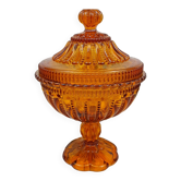Molded amber glass drageoir