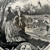 6 black dessert plates Old and Johnston Bordeaux 19th century astrology