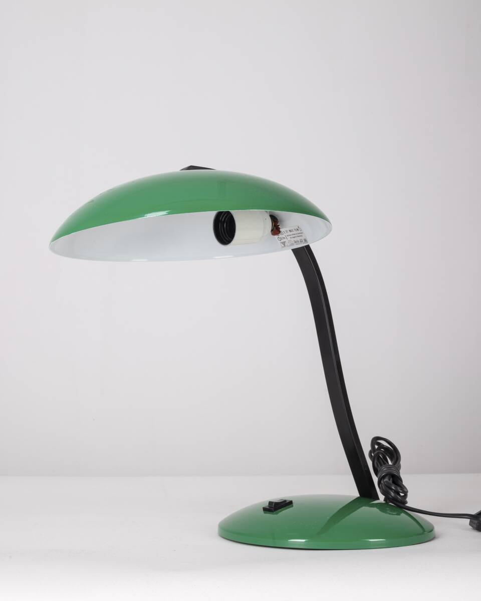 Vintage 80's table lamp in green metal veneta lumi design