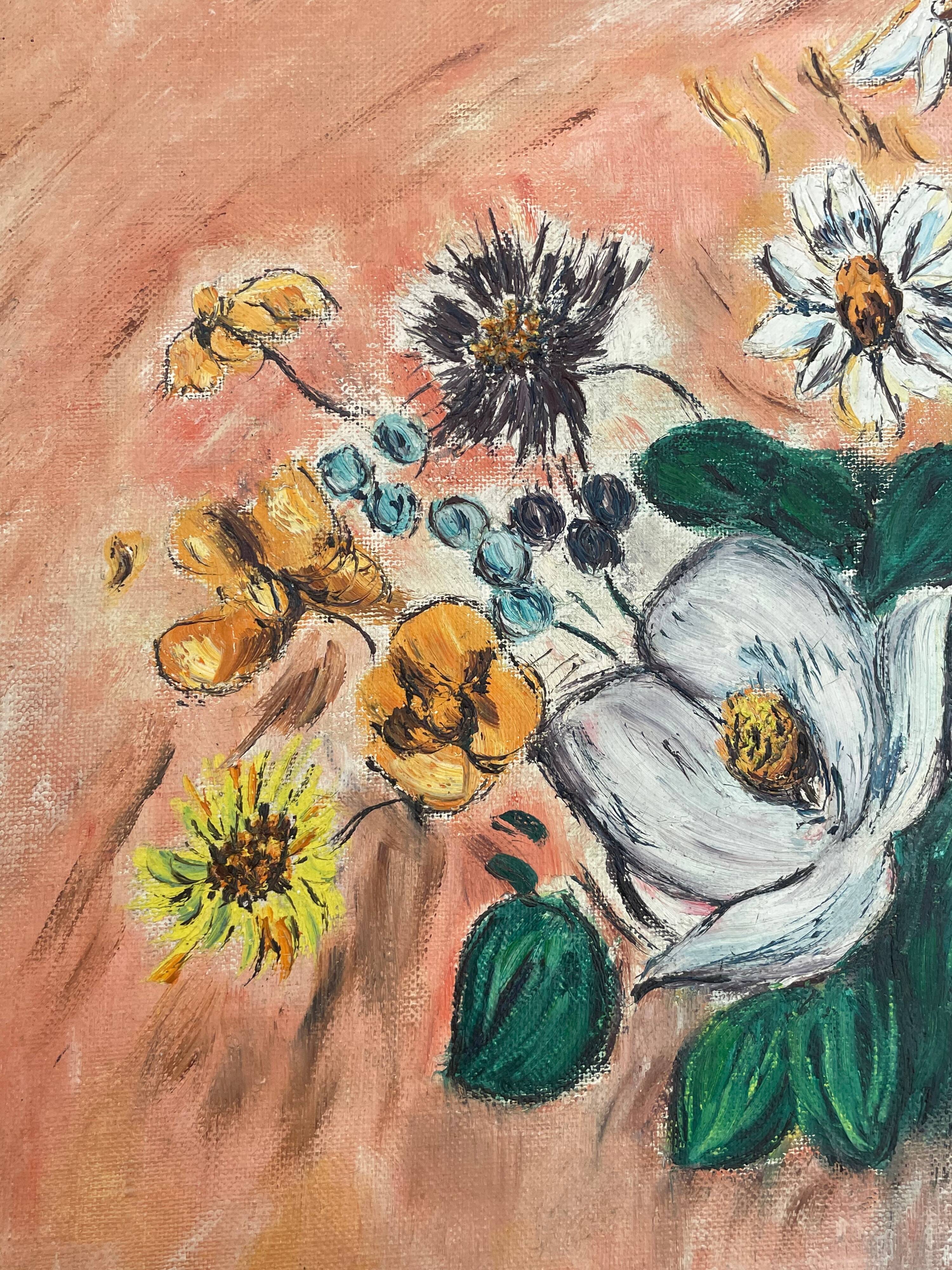 Table painting old still life with flowers