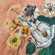 Tableau peinture ancienne nature morte aux fleurs