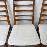 4 Scandinavian chairs, teak with boucle seats.