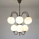 Large Mid Century Chandelier / Vintage Copper Gooseneck Pendant Light / Space Age / Yugoslavia 80's