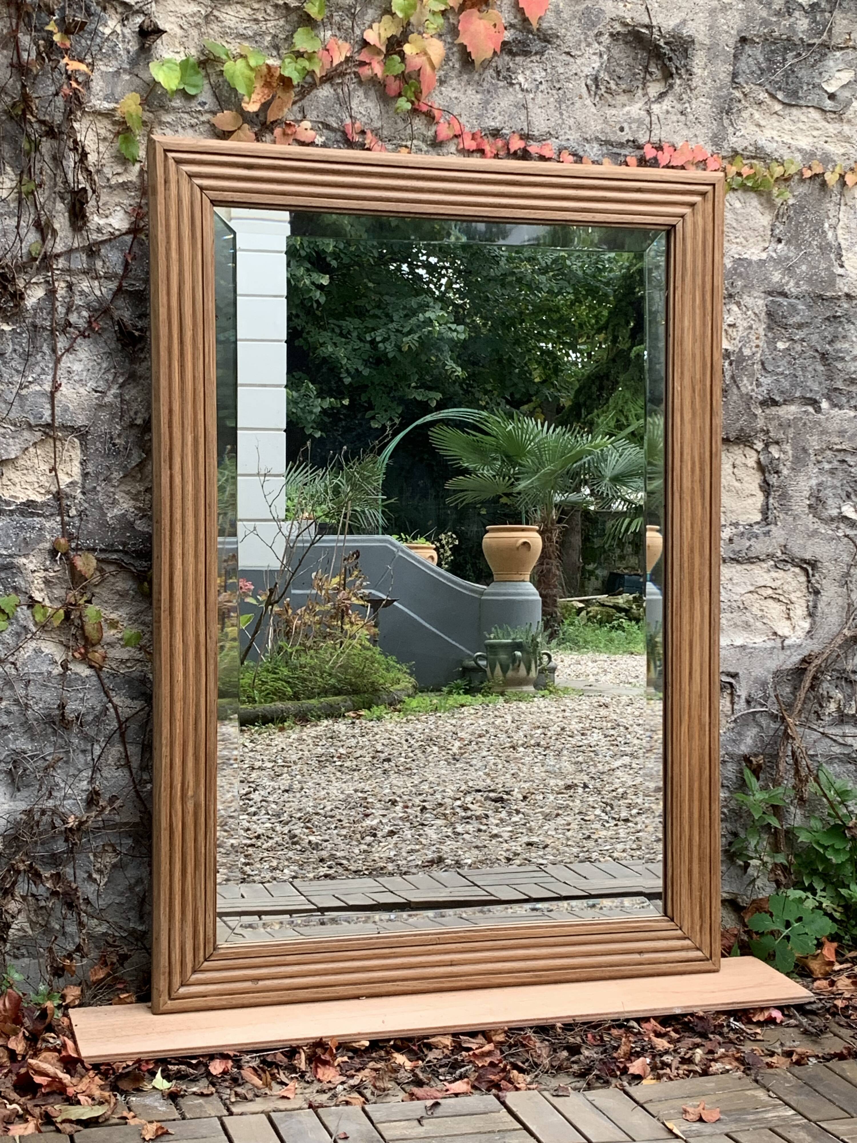 1940 beveled mirror solid raw oak 74x104
