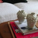 Pair of white vases with shells