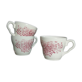 3 pink floral pattern mugs, from EIT England