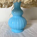 Chatard blue opaline bedside lamp, hook lampshade