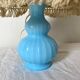 Chatard blue opaline bedside lamp, hook lampshade