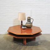 Hexagonal wooden coffee table with plateau