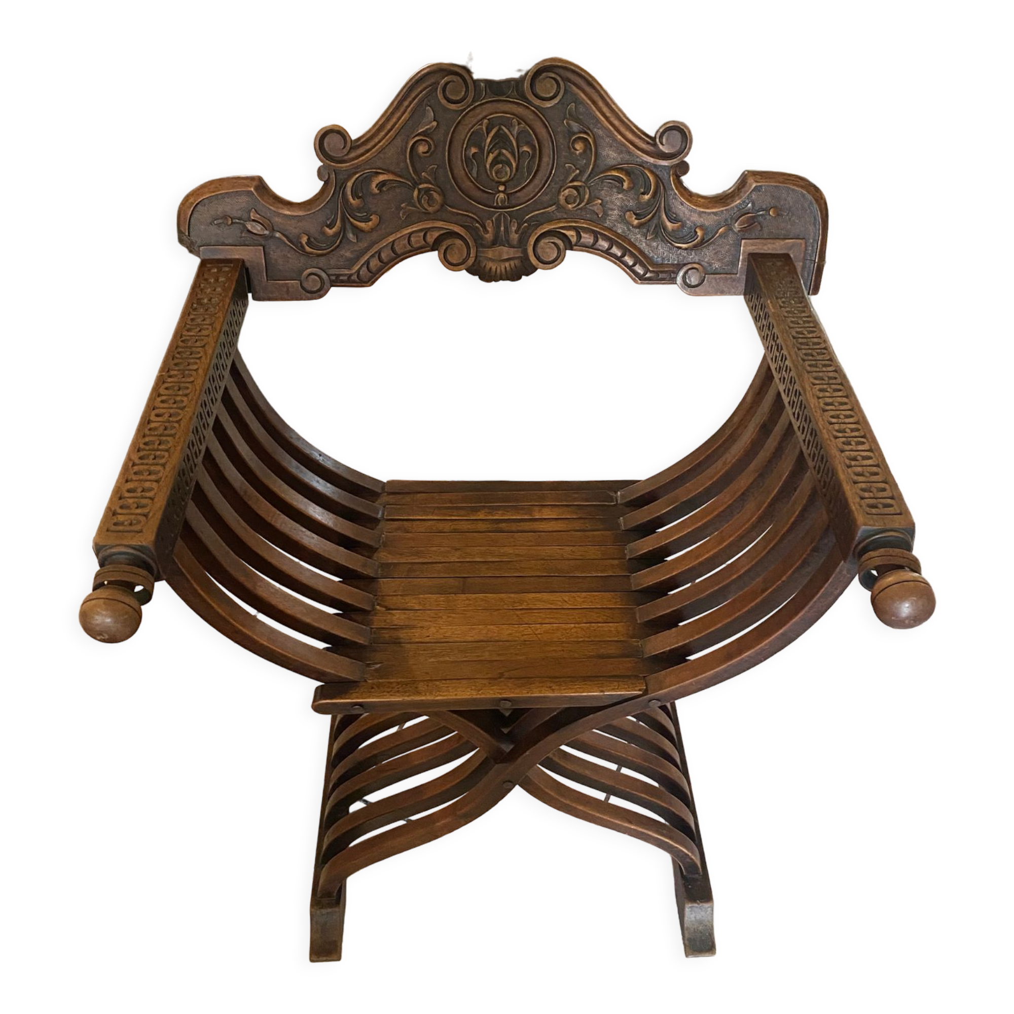 Wooden curule armchair 1880