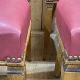 Suite of 6 chairs in beech and skaï