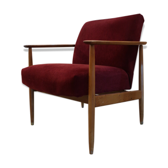 Fauteuil en velours rouge des années 60