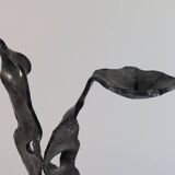 Sculptural brutalist floor candle holder made of hand-forged iron from the 1950s.