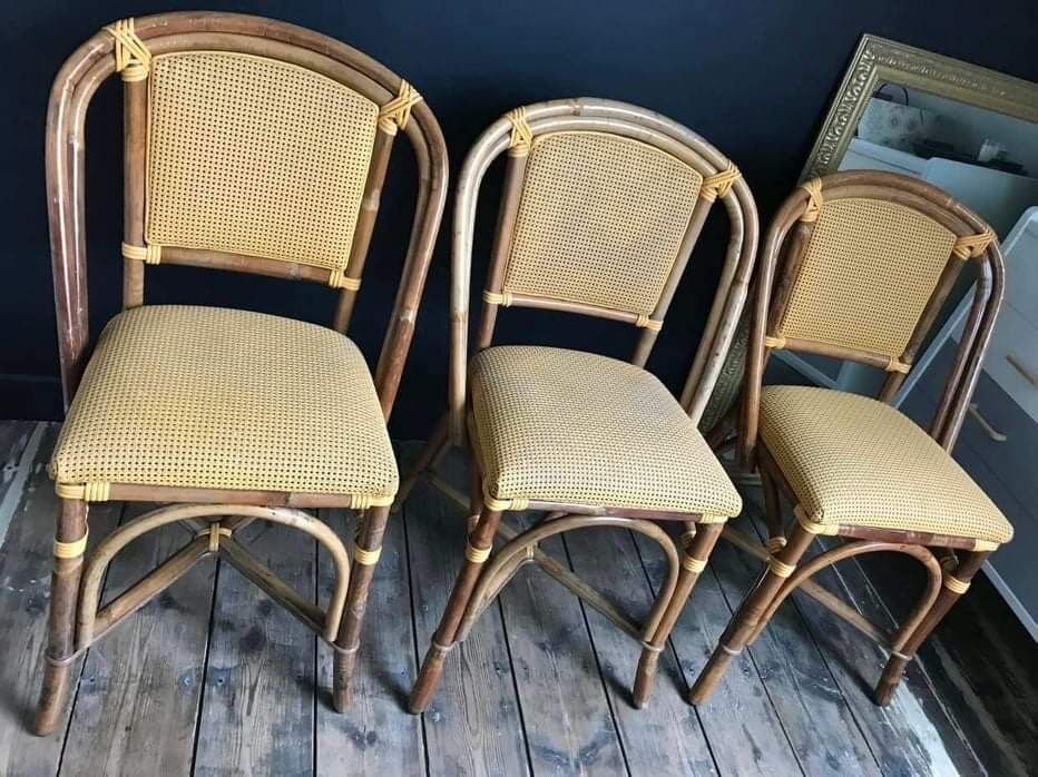 3 vintage rattan chairs, antique seating furniture