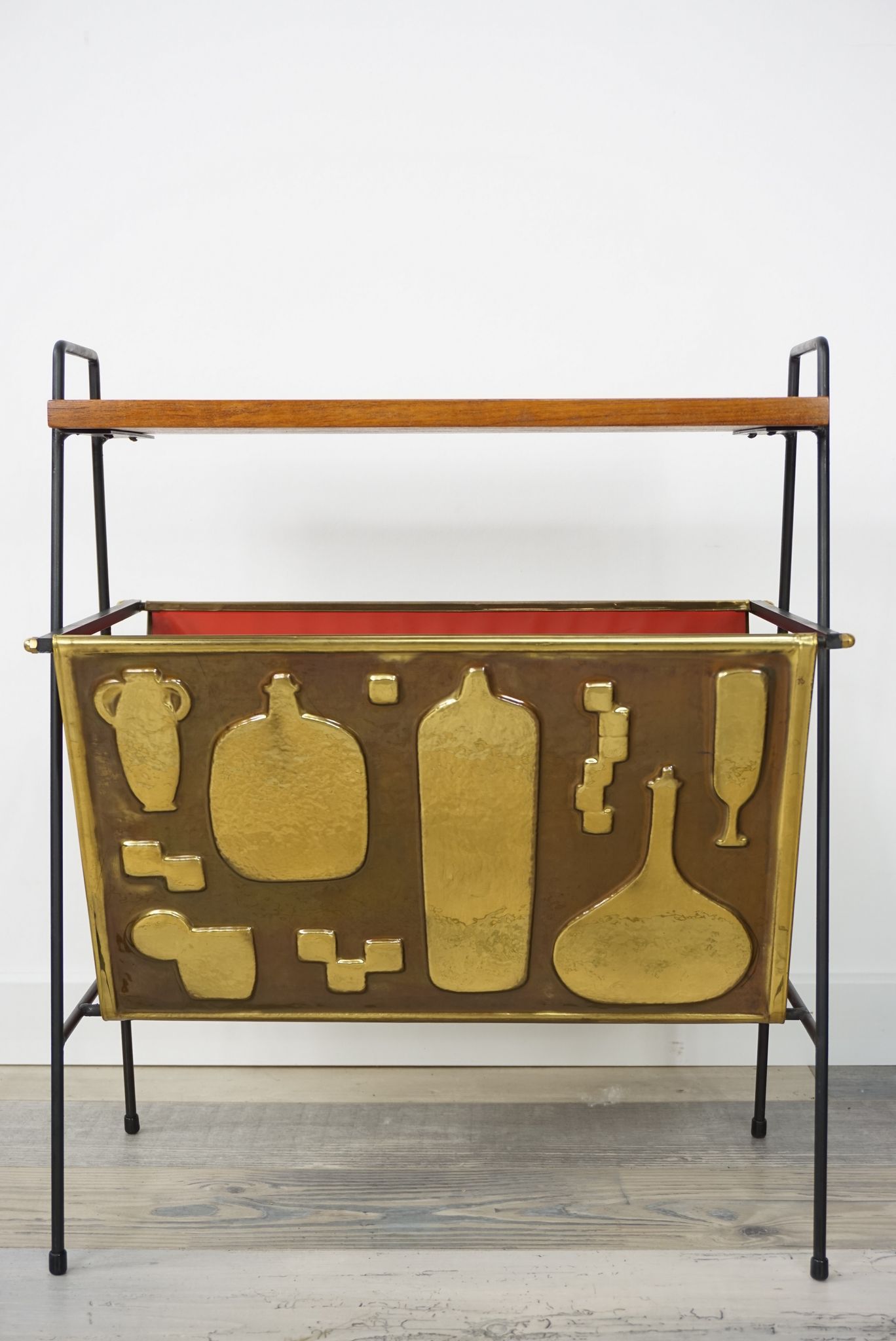 Sofa tip in teak, copper and metal 50s