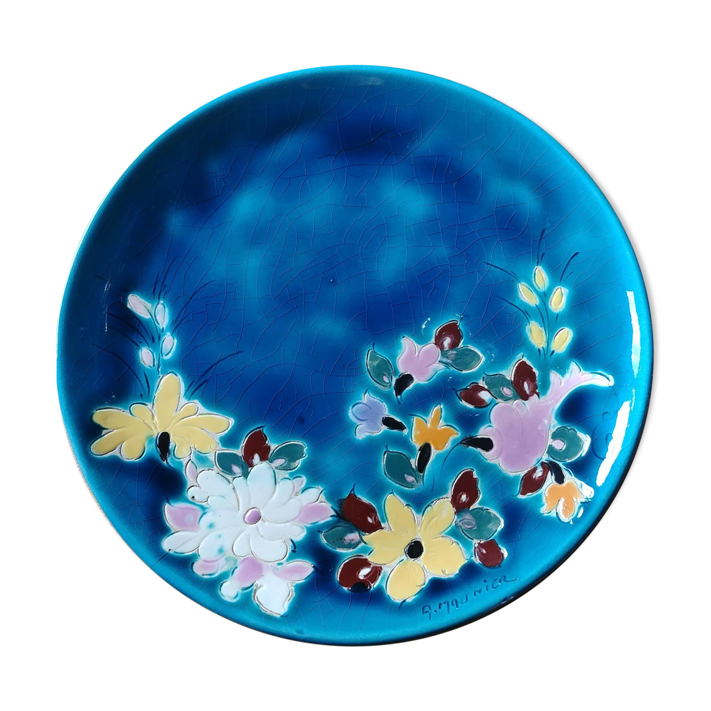 Vintage ceramic plate Vallauris by Alain Maunier
