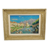 The washerwomen oil on hardboard by Gaston Knecht 1875-1968