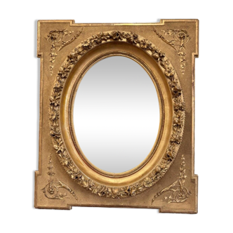 Miroir Médaillon De Style Louis XVI en bois doré