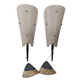 Pair of Vintage Mid-Century "ARA Paris" Wall Lights in Striped Rhodoid & L