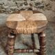 Vintage beechwood stool with straw seat – France, 1950s