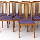 Set of 8 Vintage Chairs by Lübke – 1960s-70s Beech Wood & Violet Textile