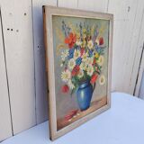 Oil on canvas still life Wild Flowers Géofournier