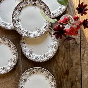Set of 6 antique ironstone dessert plates, Alphand pattern by Sa