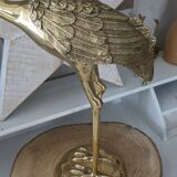 Vintage heron in gilded and solid brass