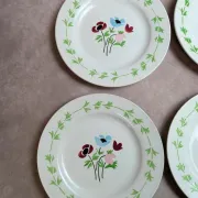Set of 9 flat plates in ironstone Digoin Sarreguemines – Poupette model – Vintage