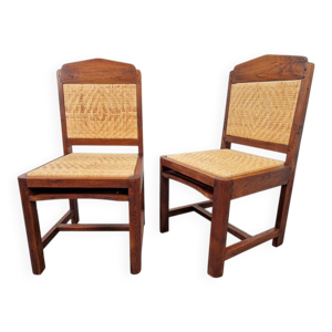 Chaises en chêne et - osier