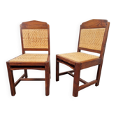 Chaises en chêne et en osier tressé de l'École de La Haye Art Déco néerlandaise, années 1930, ensemble de 2